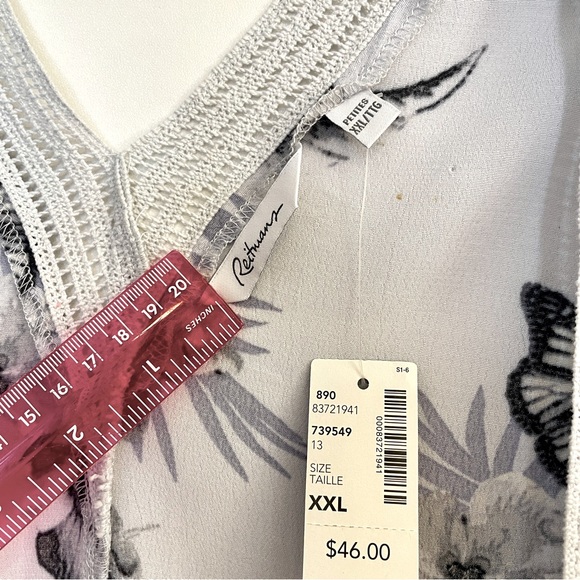 Reitmans Butterfly floral kimono top, plus size, Grey, NWT - Picture 4 of 7